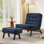 Fauteuil d'appoint Bestier avec dossier réglable, fauteuil de salon capitonné avec pouf, fauteuil inclinable rembourré pour salle de lecture
