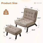 Fauteuil d'appoint Bestier avec dossier réglable, fauteuil de salon capitonné avec pouf, fauteuil inclinable rembourré pour salle de lecture
