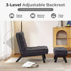 Fauteuil d'appoint Bestier avec dossier réglable, fauteuil de salon capitonné avec pouf, fauteuil inclinable rembourré pour salle de lecture