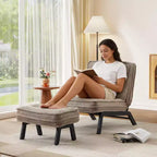Fauteuil d'appoint Bestier avec dossier réglable, fauteuil de salon capitonné avec pouf, fauteuil inclinable rembourré pour salle de lecture
