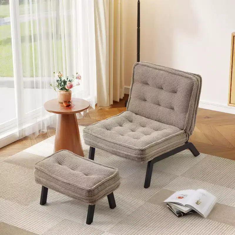 Fauteuil d'appoint Bestier avec dossier réglable, fauteuil de salon capitonné avec pouf, fauteuil inclinable rembourré pour salle de lecture