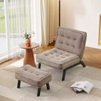 Fauteuil d'appoint Bestier avec dossier réglable, fauteuil de salon capitonné avec pouf, fauteuil inclinable rembourré pour salle de lecture