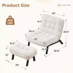 Fauteuil d'appoint Bestier avec dossier réglable, fauteuil de salon capitonné avec pouf, fauteuil inclinable rembourré pour salle de lecture