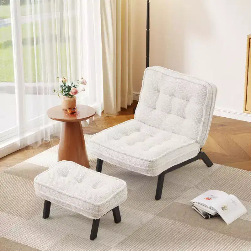Fauteuil d'appoint Bestier avec dossier réglable, fauteuil de salon capitonné avec pouf, fauteuil inclinable rembourré pour salle de lecture