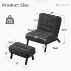 Fauteuil d'appoint Bestier avec dossier réglable, fauteuil de salon capitonné avec pouf, fauteuil inclinable rembourré pour salle de lecture