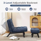 Fauteuil d'appoint Bestier avec dossier réglable, fauteuil de salon capitonné avec pouf, fauteuil inclinable rembourré pour salle de lecture