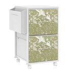 Karl Home Meuble de Rangement à Roulettes en Bois avec 2 Tiroirs et Cadre en Métal Embossé de 15 Pouces