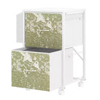 Karl Home Meuble de Rangement à Roulettes en Bois avec 2 Tiroirs et Cadre en Métal Embossé de 15 Pouces