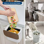 Poubelle suspendue avec couvercle, poubelle de compostage de cuisine sous évier, à monter sur porte d'armoire ou à fixation adhésive, récipient à déchets alimentaires en PP avec couvercle en acier inoxydable