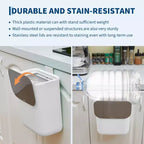 Poubelle suspendue avec couvercle, poubelle de compostage de cuisine sous évier, à monter sur porte d'armoire ou à fixation adhésive, récipient à déchets alimentaires en PP avec couvercle en acier inoxydable