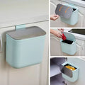 Hanging Trash Can with Lid, Under Sink Kitchen Compost Bin, Cabinet Door Mounted or Adhesive Mount, PP Food Waste Container with Stainless Steel Lid