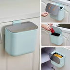 Hanging Trash Can with Lid, Under Sink Kitchen Compost Bin, Cabinet Door Mounted or Adhesive Mount, PP Food Waste Container with Stainless Steel Lid