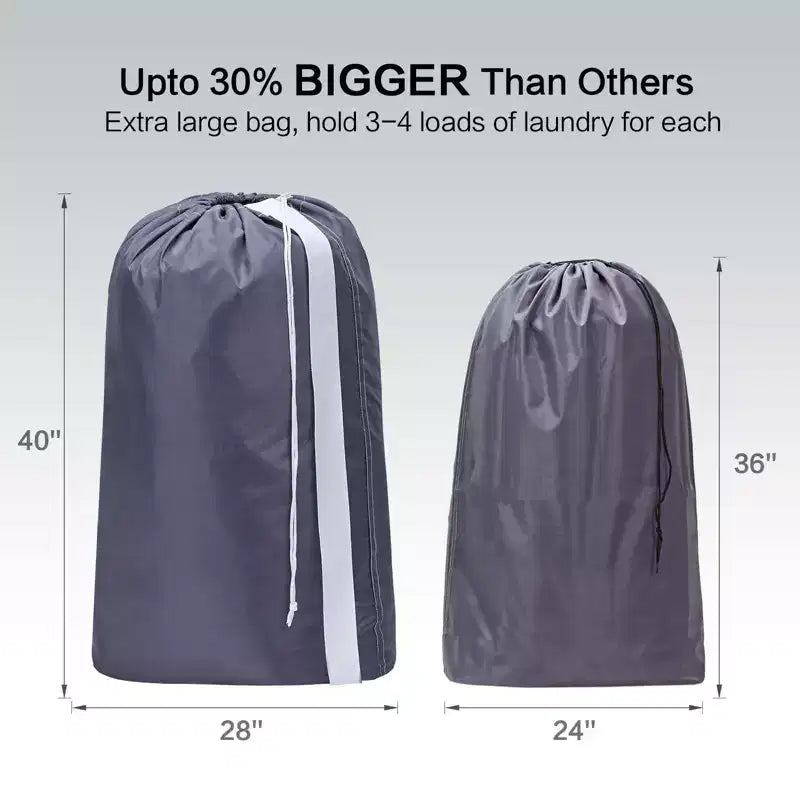 Narwey Lot de 2 sacs à linge XL en nylon avec sangle, grand organisateur de vêtements sales