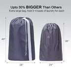 Narwey Lot de 2 sacs à linge XL en nylon avec sangle, grand organisateur de vêtements sales