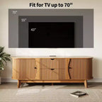 Meuble TV moderne du milieu du siècle de 63 po avec prise de courant - Meuble de divertissement en noyer avec 2 tiroirs et étagères réglables
