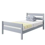 Cadre de lit plateforme double VECELO avec tête de lit à lattes horizontales, pas besoin de sommier tapissier, lit en bois pour chambre d'enfant