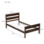 Cadre de lit plateforme double VECELO avec tête de lit à lattes horizontales, pas besoin de sommier tapissier, lit en bois pour chambre d'enfant