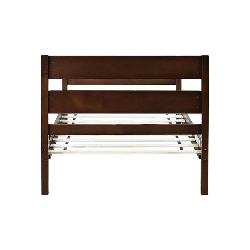 Cadre de lit plateforme double VECELO avec tête de lit à lattes horizontales, pas besoin de sommier tapissier, lit en bois pour chambre d'enfant
