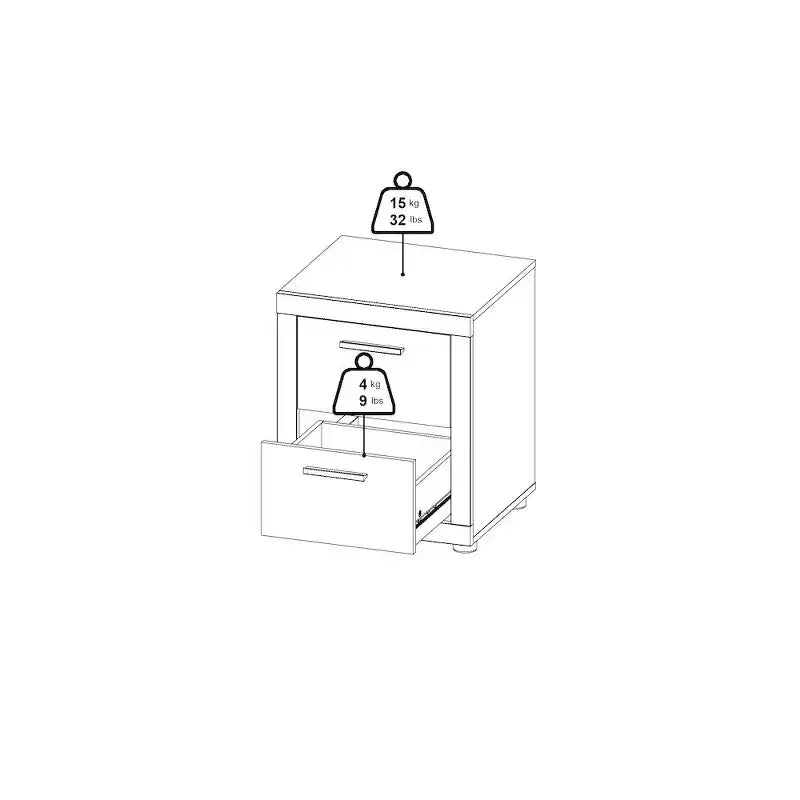 Tvilum, Ensemble de chambre à coucher 3 pièces Mira – Commode double à 6 tiroirs et ensemble de 2 tables de nuit, Jackson Hickory