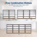 Étagère de Rangement de Garage Robuste à 5 Niveaux, Unité d'Étagères Métalliques Réglables, Capacité de 1134 kg, 122 x 46 x 183 cm, Cadre en Acier Sans Boulons, Panneaux MDF