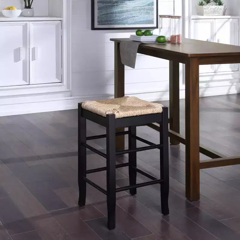 Tabouret de bar hauteur comptoir en bois dur à assise Rush - Boraam