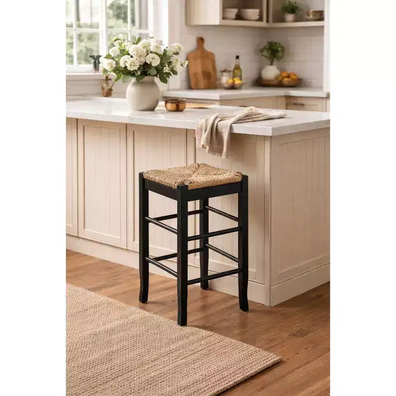 Tabouret de bar hauteur comptoir en bois dur à assise Rush - Boraam