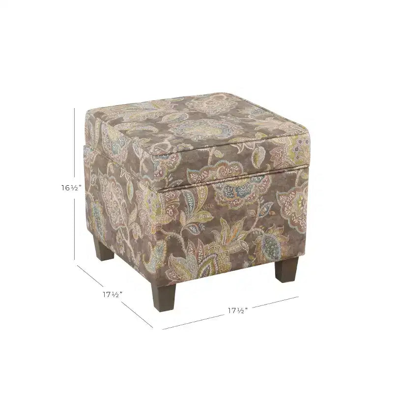 Pouf de rangement carré Cole Classics avec couvercle amovible - HomePop