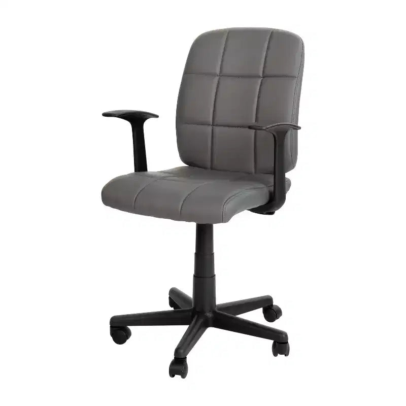 Chaise de bureau pivotante en vinyle matelassé mi-hauteur avec accoudoirs